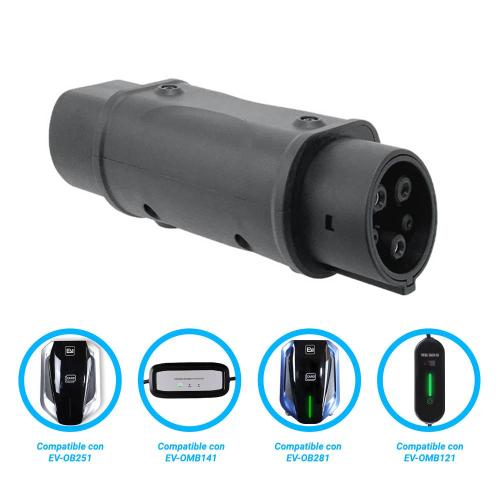 ADAPTADOR T2-T1 ALTER DE CONECTOR TIPO 2 A TIPO 1 COMPATIBLE CON CARGADORES EV-OMB281 - EV-OB253, EV-OMB121 Y EV-OMB141