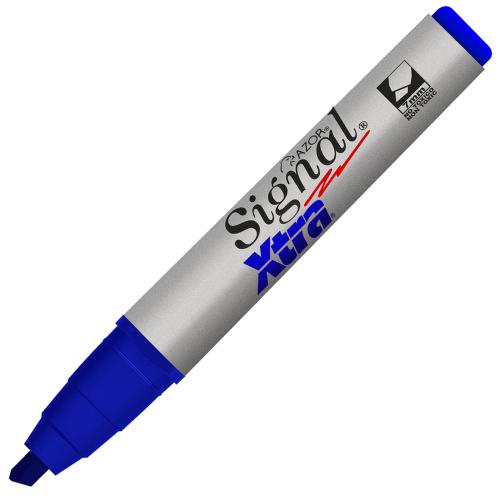 Marcador AZOR SIGNAL 40003 XTRA Color Azul Punta Cincel 6mm 300 Mts NO TOXICO C/12 Piezas -