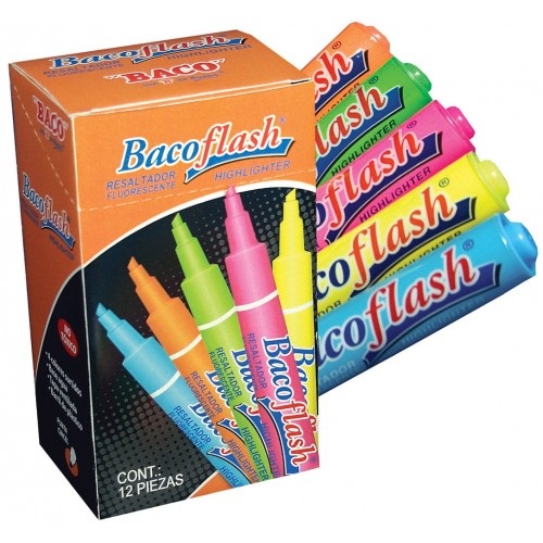 Resaltador BACO BACOFLASH 99341 Amarillo. Plegadiza con 12 Piezas -