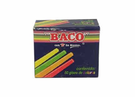 Gis de color surtido Baco GS006 con 50 piezas -