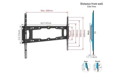Soporte de Pared Barkan E400+ para Pantalla Fijo/Curvo/Plano 32 - 90 - hasta 60Kg, Negro