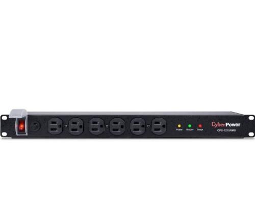 PDU CYBERPOWER CPS1215RMS - Voltios 120 V Protección contra sobretensiones, Filtro de ruido EMI/RFI, Indicadores LED