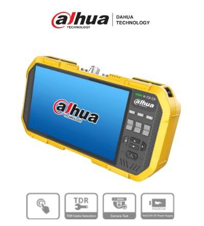 DAHUA PFM907 -Probador de Video IP y HDCVI// Control PTZ/ Soporta Audio/ Multimetro Integrado/Soporta Protocolo Onvif/ Salida de 12V 2 Amp para Cámara -