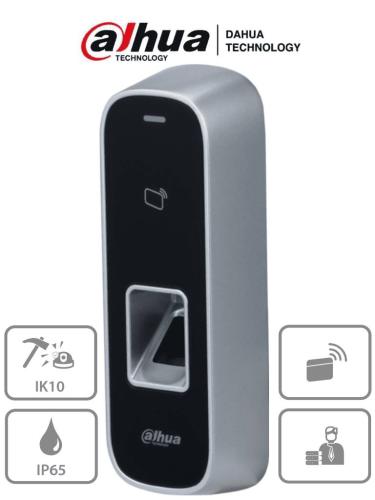 DAHUA ASI1202M-D- Control de Acceso Antivandálico para Exterior/ 3 - 000 Huellas/ 30, 000 Tarjetas ID/ 150, 000 Registros/ Metálico/ TCP/IP/ Protec IK10