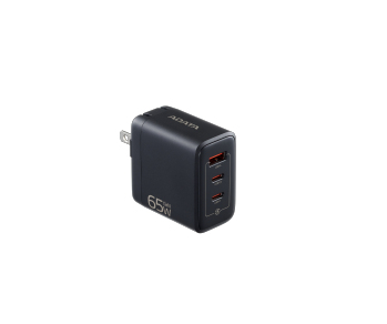 Cargador de pared ADATA - 65W, Admite los estándares de carga rápida PD3.0 y QC 4.0 . Color NEGRO, CHARGERU-0653-QCPDBK