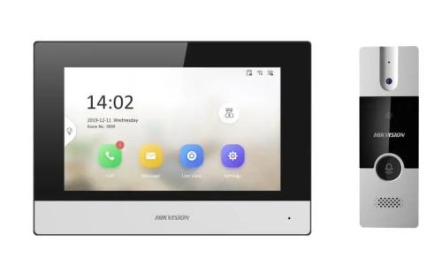 Kit de Videoportero Analógico / IP a 4 Hilos con Función de Llamada a App Hik-Connect / Monitor se Conecta a Internet por Cable o WiFi y por 4 Hilos al Fre -