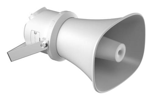 Bocina (Altavoz IP ) | Tipo Trompeta | 7 Watts | PoE+ | Exterior IP67 | Metal | Voceo en tiempo real | Calendarización de audios | Entrada de alarma -