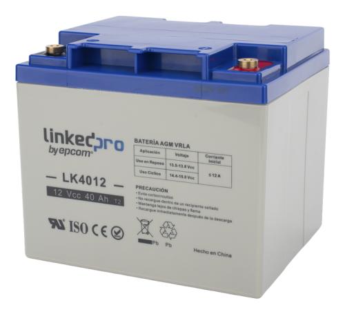 Batería de respaldo 12 V | 40 Ah | AGM | Especial para Seguridad Electrónica | UPS | Sistemas de Emergencia | Certificada UL | Terminales T2 -