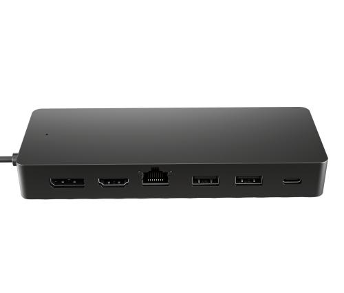 Hub multipuerto USB-C universal HP (50H55UT);  1 HDMI 2.0 - 1 DisplayPort 1.2, 2 puertos USB-A, 1 puerto USB-C, 1 puerto de transferencia USB-C y 1 puerto E
