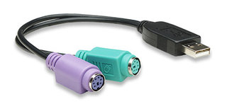 Convertidor USB a PS2 MANHATTAN - 2x Mini DIN 6 pin (PS/2), Negro