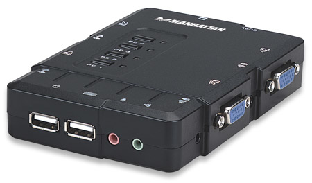 151269 Switch KVM Compacto 4 Puertos - Maneje / controle 4 computadoras USB desde un solo teclado, monitor y ratón.