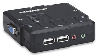 151252 Switch KVM Compacto de 2 Puertos USB - con cables y soporte de audio; controle dos computadoras USB desde un solo teclado, monitor y ratón