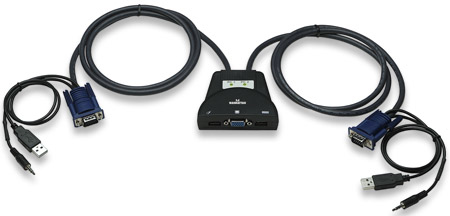 151245 Mini Switch KVM de 2 puertos - 2 puertos, USB, Con soporte de audio