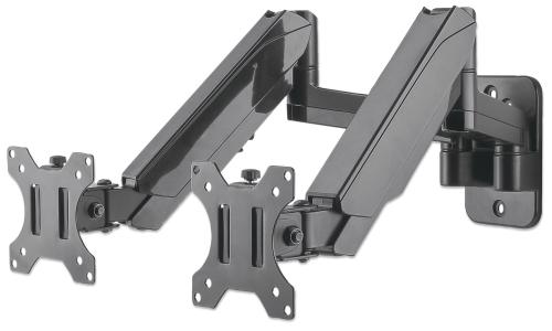 Soporte Universal para Dos Monitores MANHATTAN 461627 - 8 kg, Aluminio, De plástico, Acero, 17