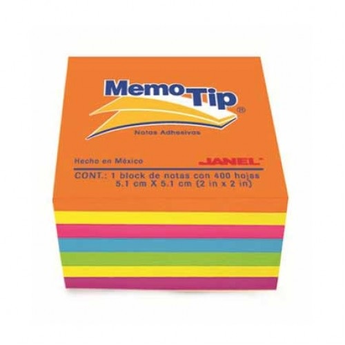 Nota Adhesiva  Memo Tip 6590202297 - 400 Hojas, Neon, 2x2 Inches
