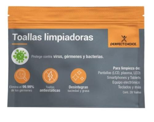 Toallas limpiadoras PERFECT CHOICE - Paños húmedos, LCD/TFT/Plasma