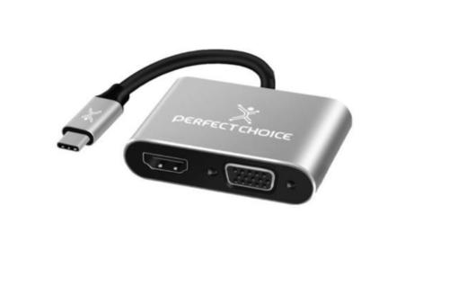 PC-101284 Adaptador USB Tipo C Cable HDMI1 + VGA 4K 60HZ Plug   Play | PERFECT CHOICE -