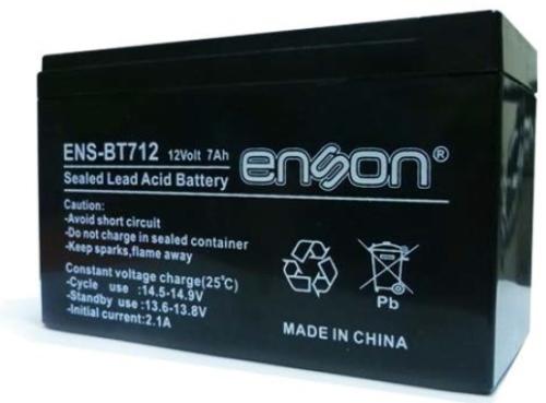 Batería de Respaldo 12V 7A ENSON ENS-BT712 - 12 V, Negro