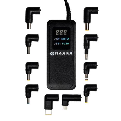 Adaptador de corriente Naceb Technology - Negro, Adaptador de corriente, Universal