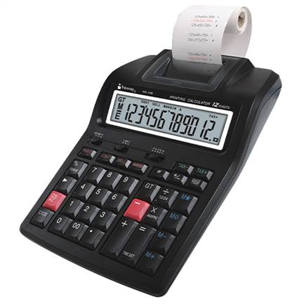 Calculadora Sumadora Nextep NE-195 con Impresora 2 colores  con 12 Dígitos - 35 teclas medidas 17cm por 24 cm utiliza rollos de tinta IR-40T