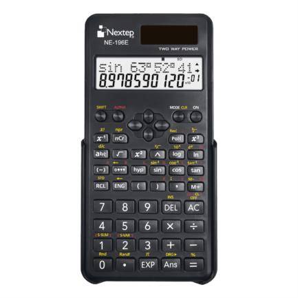 Calculadora Científica Nextep NE-196E 10+2 Dígitos Doble línea 50 teclas - 240 Funciones  Solar/Batería