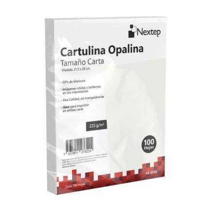 Cartulina Opalina Nextep NE-012D Blanca con 100 piezas de 225gr -