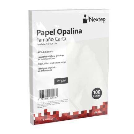 Papel  Opalina Nextep NE-012C Blanca con 100 piezas de 125gr -