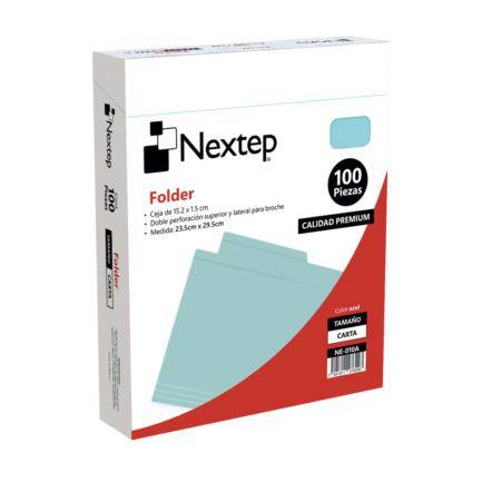 Folder Económico Nextep NE-010A Tamaño Carta color Azul Claro con 100 piezas 135 gramaje 29.5 cm x 23.5 cm -