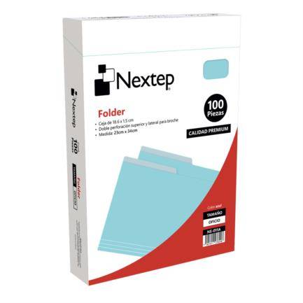 Folder Económico Nextep NE-011A Tamaño Oficio color Azul Claro con 100 piezas gramaje 135 23x34 cm -