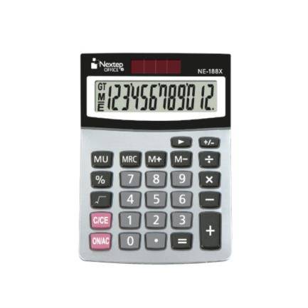 Calculadora Nextep NE-188X 12 Dígitos Cubierta Metálica Semi Escritorio Batería Solar/Pila 26 teclas -