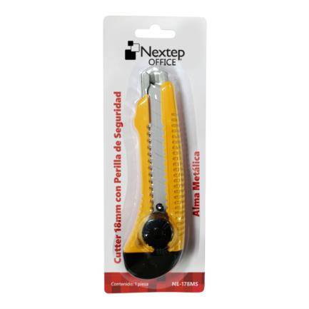 Cutter Plástico Nextep NE-178MS Grande Navaja de 18mm Alma de Metal y Perilla de Seguridad -