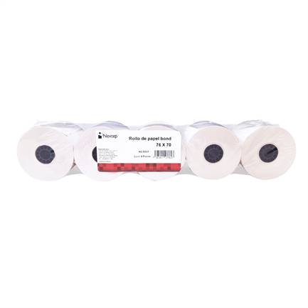 Rollo de Papel Nextep Bond Blanco NE-530T 76x70mm con 5 piezas -
