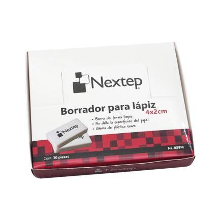 Borrador Nextep para Lápiz NE-089M 4x2cm con 30 piezas caja exhibidora. -