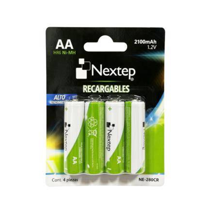 Pila Nextep NE-280CR Recargable Doble A (AA) de 1 - 2 voltios 2100 mAh 4 piezas presentación Blister HR6 NiMH 1.2V