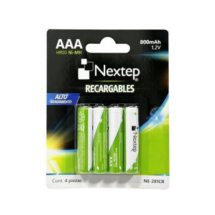 Pila Nextep NE-281CR  Recargable Triple A (AAA) de 1 - 2 voltios 800 mAh 4 piezas presentación Blister HR03 NiMH 1.2V
