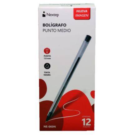 Bolígrafo Nextep NE-060N 1000 0.0 color negro 1mm c/12 barril trasparente contenido por master 120 piezas -