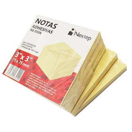 Nota Adhesiva Nextep NE-055A 3x3 Amarilla con 5 bloques de 100 hojas  cada uno -