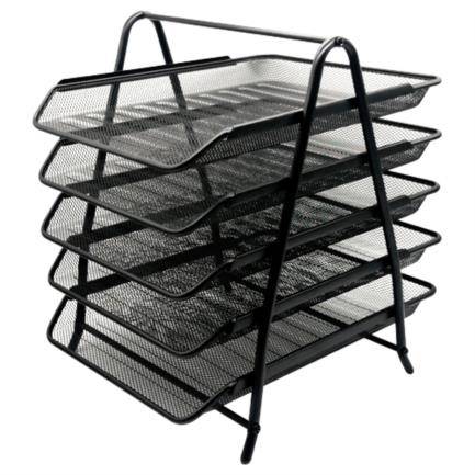 Charola organizadora Nextep NE-162GN de Malla Metálica color Negro con 5 niveles  tamaño Oficio -