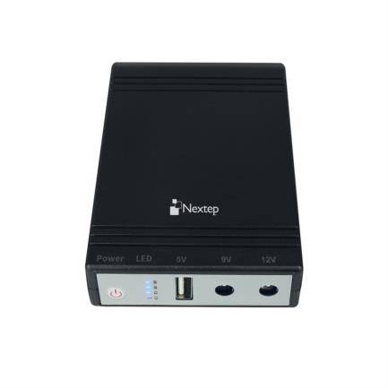 UPS Para Modem Nextep NE-742 Tamaño compacto 2 salidas 9Vcc/12Vcc 1 salida de USB 5Vcc Batería interna 2 - 600 mAh x 4