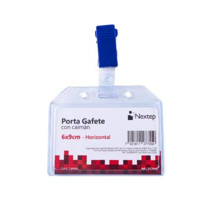 Porta Gafete Plástico Flexible Horizontal Nextep NE-352HC 6x9 con Broche Caiman  12 piezas color azul o blanco según disponibilidad -