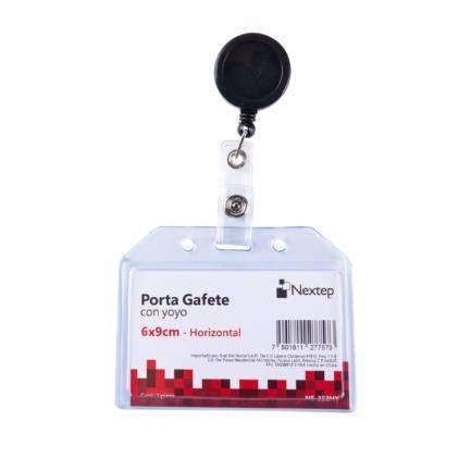 Porta Gafete Plástico Flexible Horizontal Nextep NE-352HY 6x9 con Broche de Yoyo 12 piezas color azul o Negro según disponibilidad -