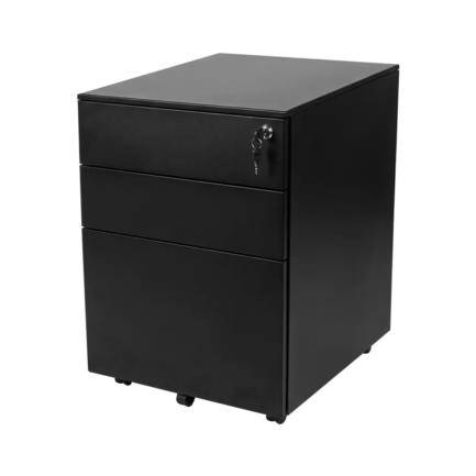 Archivero Metálico Nextep NE-644TN con 3Cajones Ajustables Carta/Oficio con cerradura 2 llaves color negro mate soporta hasta 50 kg en cada cajón  dimensio -
