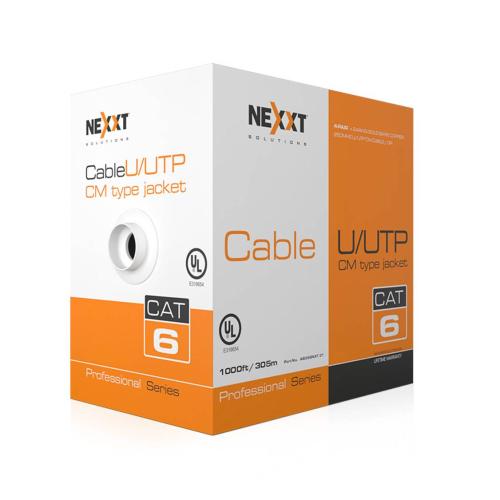 Bobina de Cable Cat.6 UTP - revestimiento tipo CM, 305M, Gris Professional 100  Cobre 24AWG