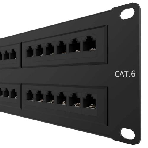 Patch panel para rack Cat.6 Pre-configurado - 48 puertos, sin blindaje, tipo 110