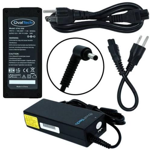 CARGADOR/ADAPTADOR DE CORRIENTE C/CABLE OTAC-E60 PARA COMPUTADORA PORTATIL + USB  65W - 19V 3.42A (4.0*1.35) USB salida: 5V, 2.1Amp MARCA OVALTECH