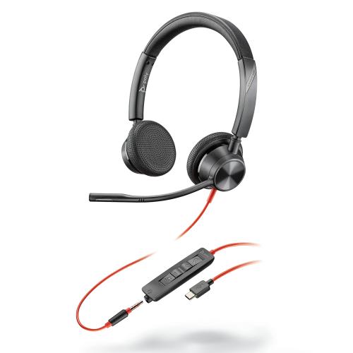 HP Poly Blackwire 3225 - Alambricos, USB-A, conector 3.5 mm, Binaural