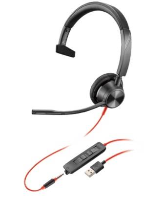 HP Poly Auriculares USB-A Poly Blackwire 3315 - USB-A, Monoaural