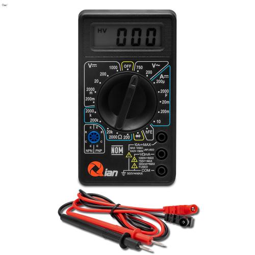 QIAN MULTIMETRO DIGITAL PANTALLA LCD DE 3 Y MEDIO DIGITOS - MUESTREO 2 VECES X SEGUNDO, BATERIA 9V NEDA O 6F22 INCLUIDOS MOD. QAD-90011