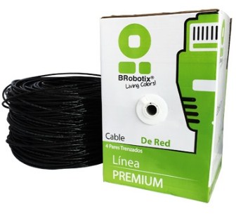 Bobina UPT - CAT5e, 305 m, Exterior Doble Forro, Negro, CCA, BROBOTIX 055305