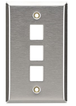 TAPA - FACEPLATE DE 3 PANELES PARA JACK - UNIVERSAL, STANDARD, ACERO, BROBOTIX 170903